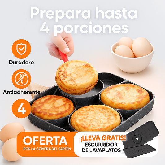 SARTEN 4 PUESTOS + ESCURRIDOR DE COCINA.