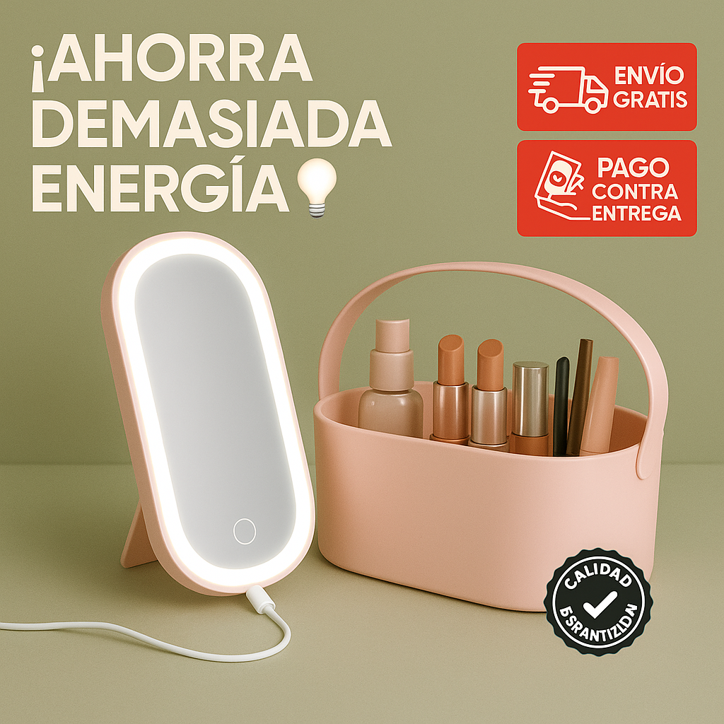 ORGANIZADOR DE MAQUILLAJE CON ESPEJO LED