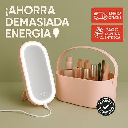 ORGANIZADOR DE MAQUILLAJE CON ESPEJO LED