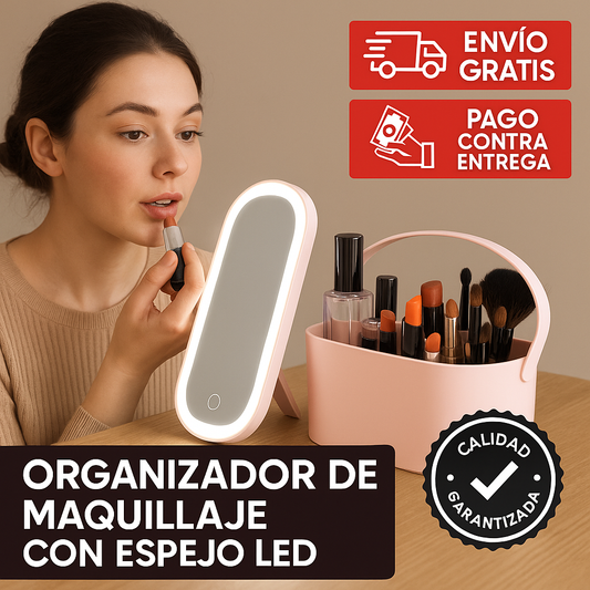 ORGANIZADOR DE MAQUILLAJE CON ESPEJO LED