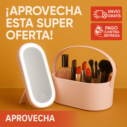 ORGANIZADOR DE MAQUILLAJE CON ESPEJO LED